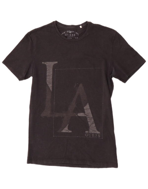 Guess Womens Graphic T-Shirt Top Medium Black Cotton