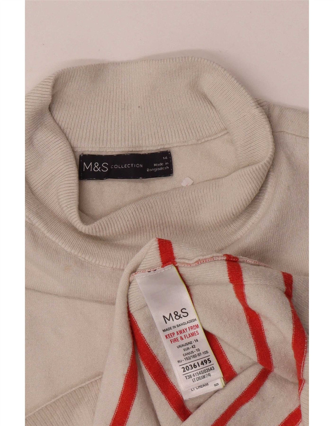 Marks & Spencer Womens Vest Top UK 14 Medium Beige Striped Viscose
