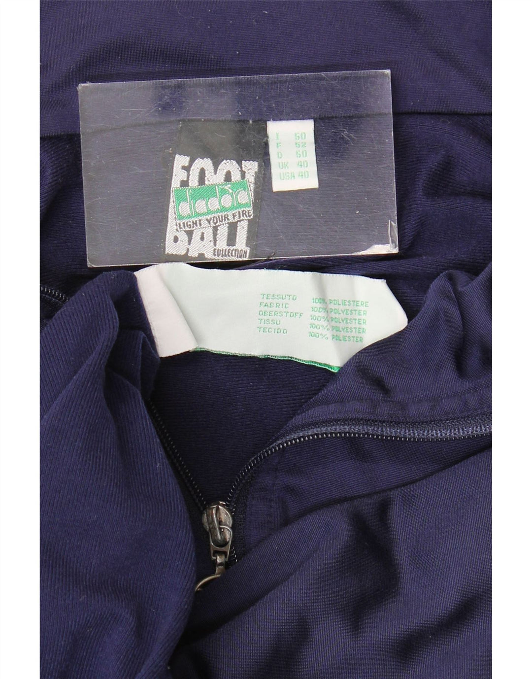 Diadora Mens Graphic Tracksuit Top Jacket UK 40 Medium Navy Blue Polyester