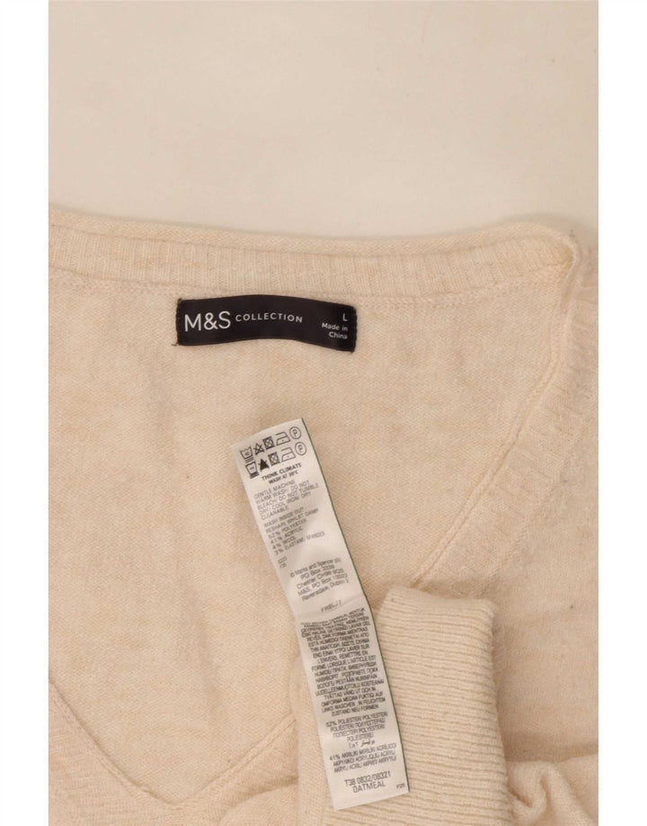 Marks & Spencer Dame Oversized V-hals sweater UK 16 Large Beige