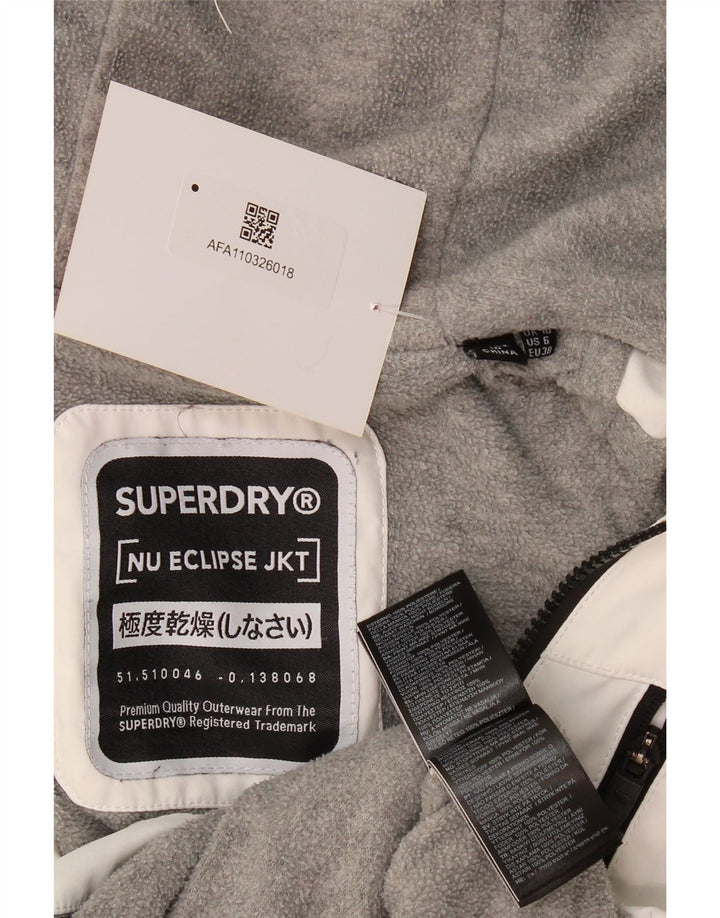 Superdry Womens Hooded Oversized Windbreaker Jacket UK 10 Small White