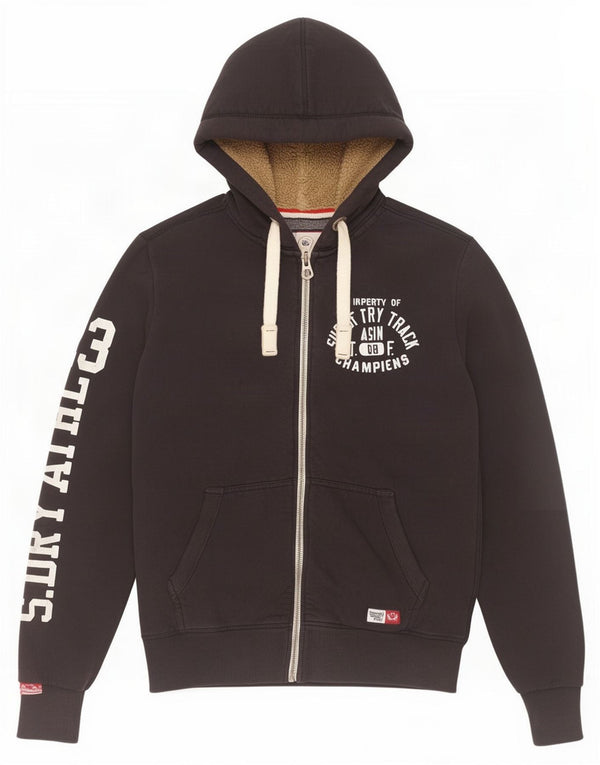 Superdry Jersey con capucha y cremallera gráfica para hombre Algodón azul marino mediano