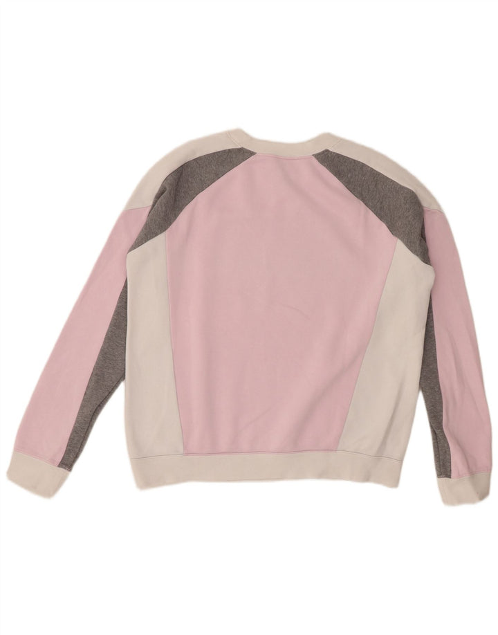 Nike Womens Graphic Sweatshirt Jumper UK 14 Medium Pink Colourblock