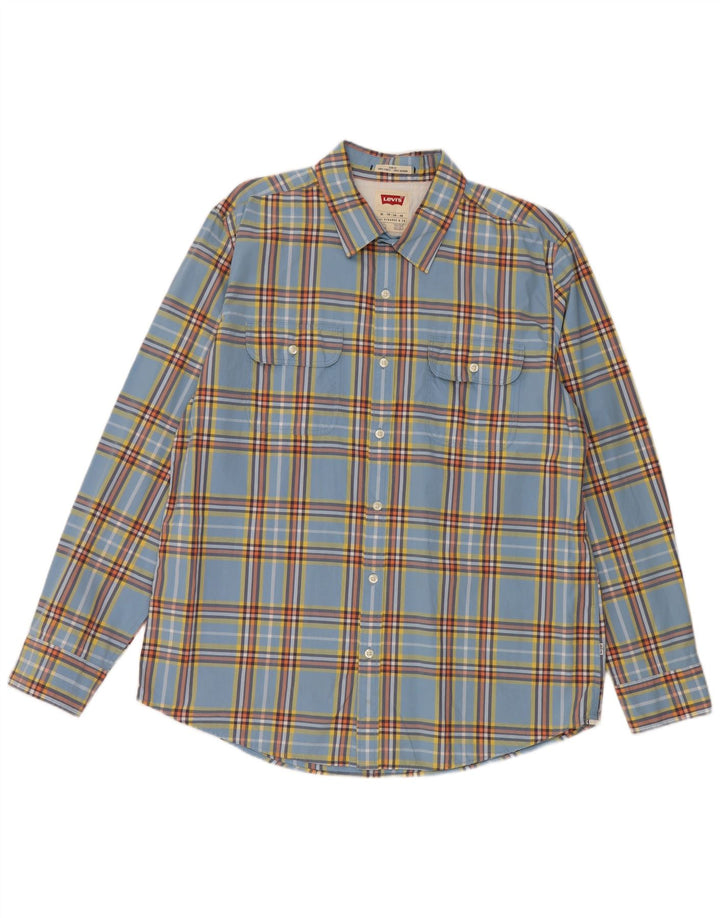 Camisa Levi's Slim Fit XL De Algodón A Cuadros Azules