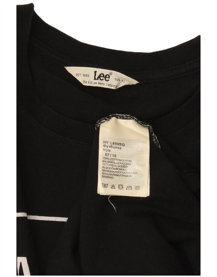Top grafico da uomo LEE manica lunga XL in cotone nero
