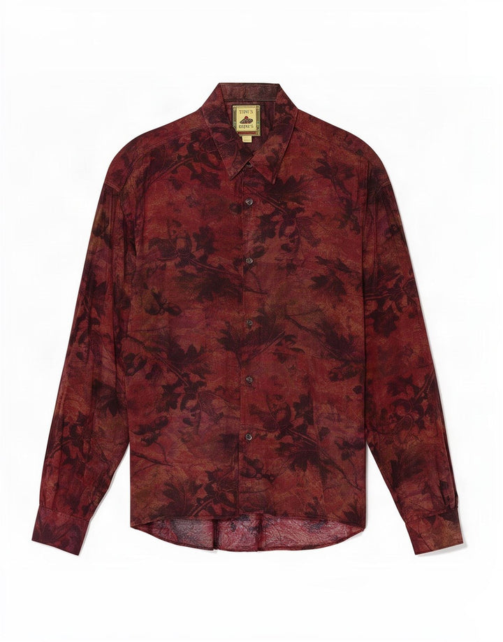 Tipo' S Mens Shirt Small Burgundy Floral Viscose