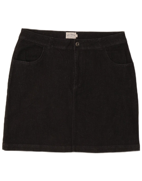 Saltrock Dame Mini Denim Nederdel UK 16 Large W34 Black Bomuld