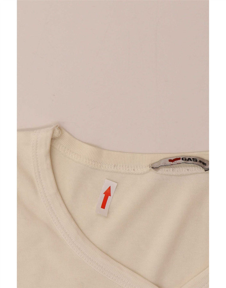 Gas Dame Top Langærmet UK 12 Medium Off White Bomuld