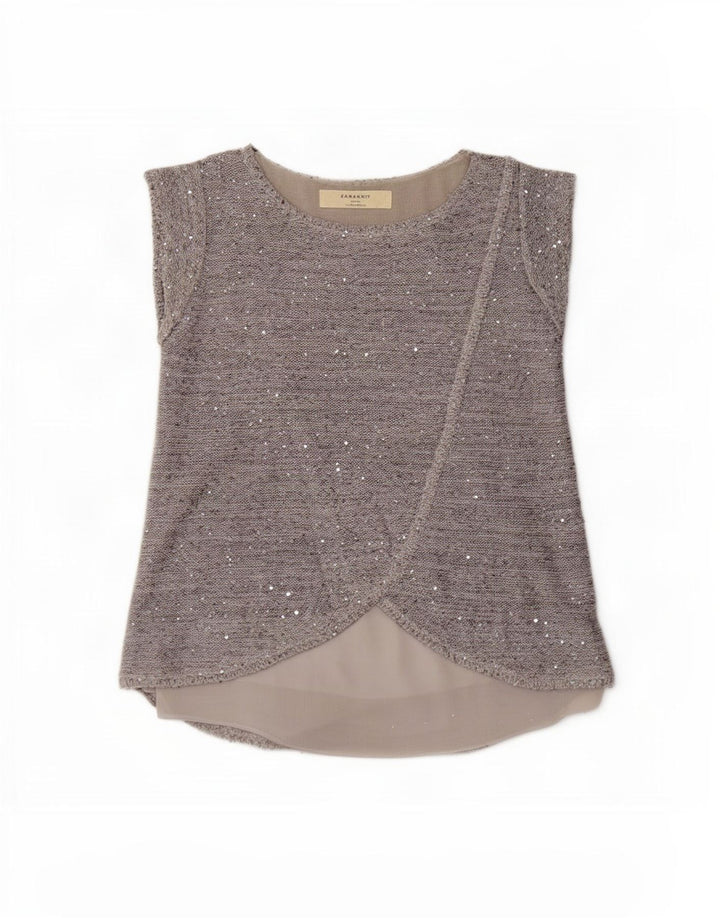 Zara Womens Blouse Top UK 10 Small Grey Flecked
