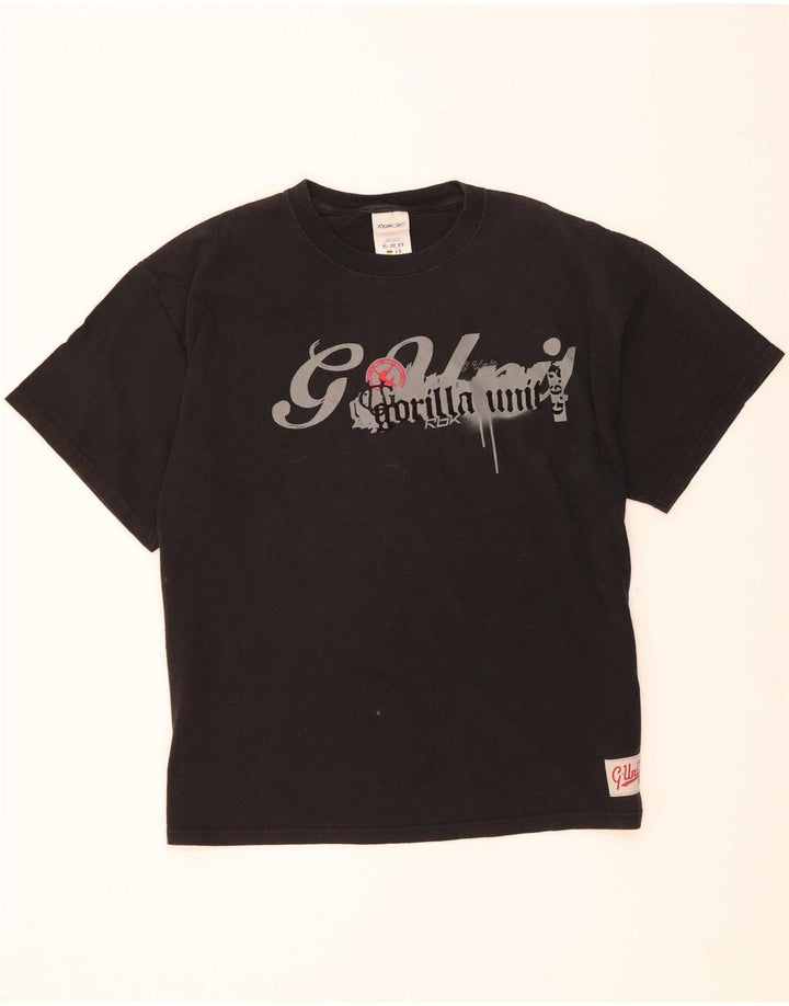 REEBOK Mens Graphic T-Shirt Top Large Black Cotton