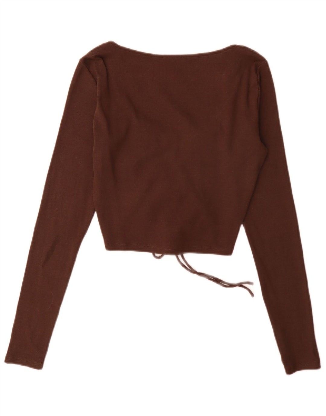 Zara Womens Long Sleeve Crop Top UK 14 Large Brown