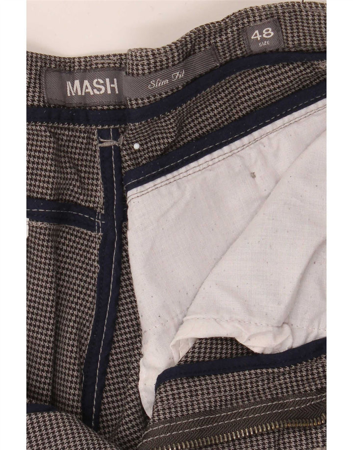 Mash Mens Slim Fit Casual Trousers IT 48 Medium W32 L32 Grey Houndstooth