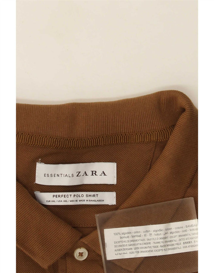 Zara Mens Polo Shirt 2XL Brown Cotton