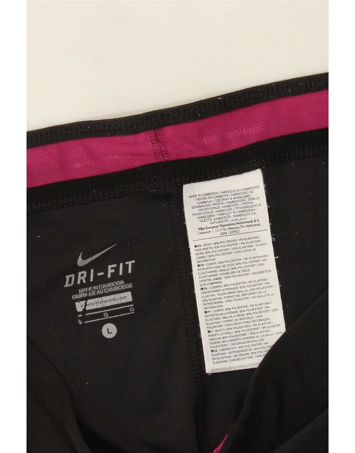 Nike Womens Dri Fit Capri Leggings UK 14 Large Black Colourblock Polyester