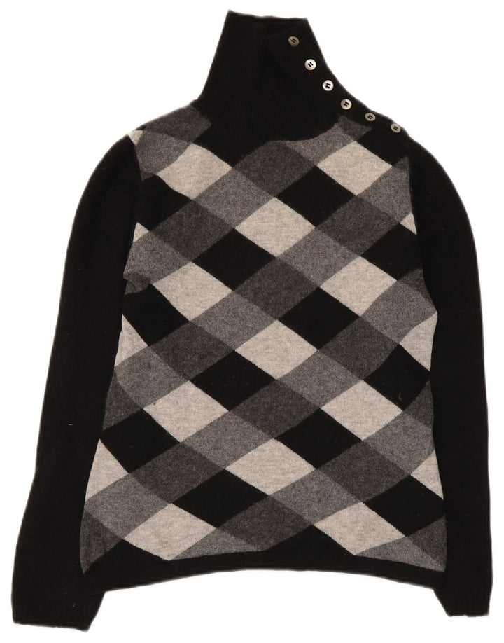 Max Mara Dame Weekend Button Neck Jumper Sweater UK 12 Medium Black