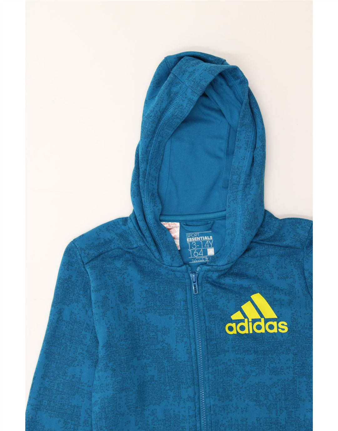 ADIDAS Boys Graphic Hoodie Jumper 13-14 Years Blue Polyester Vintage Adidas and Second-Hand Adidas from Messina Hembry 