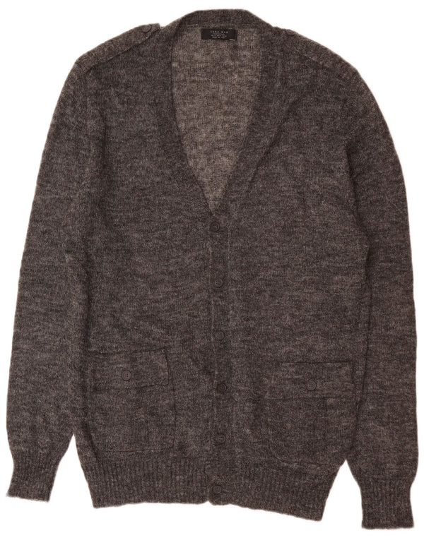 Zara Herre Cardigan Sweater XL Grå Flecked Acryl