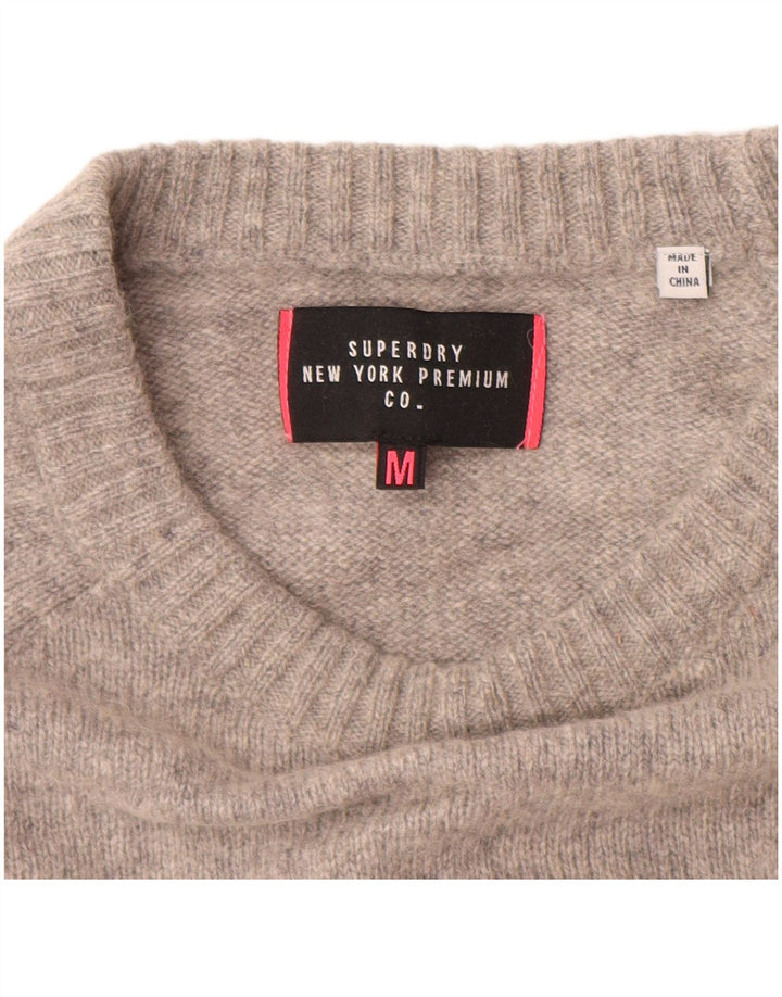 Superdry Womens Boat Neck Jumper Sweater UK 14 Medium Grey Nylon