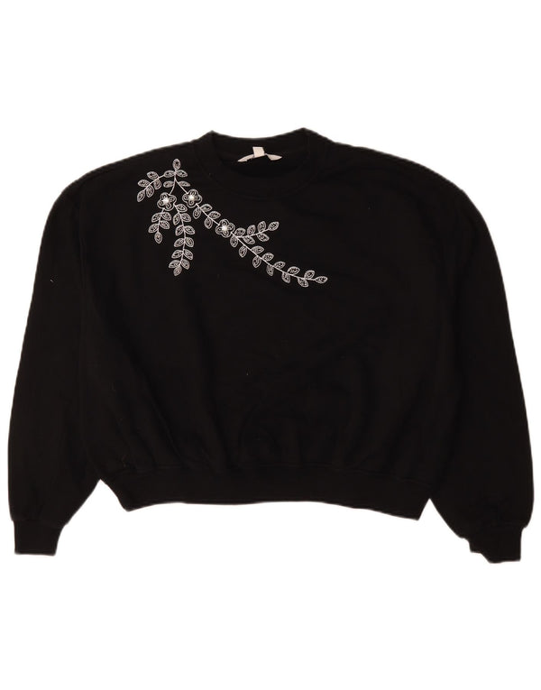 Marks & Spencer Γυναικεία μπλούζα μεγάλου μεγέθους Jumper UK 10 Small Black Floral