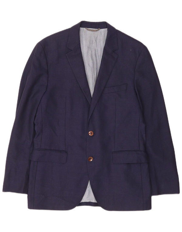 Hugo Boss Mens 2 Button Blazer Jacket EU 48 Medium Navy Blue Virgin Wool