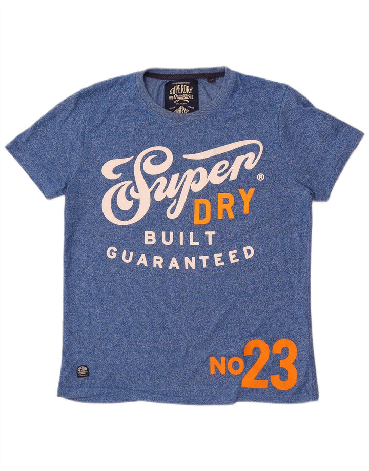 Superdry Mens Graphic T-Shirt Top Medium Blue Flecked Cotton