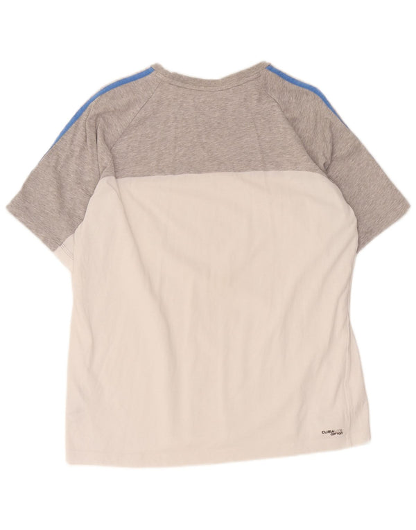 Adidas Damen Regular T-Shirt Top Large Grau Colourblock Baumwolle