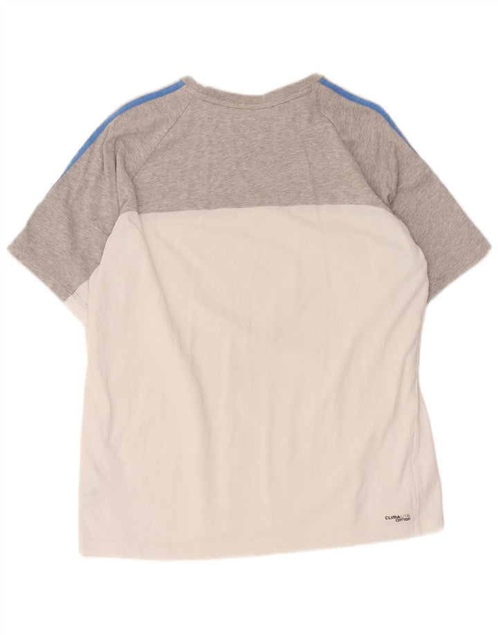 Adidas Womens Regular T-Shirt Top Large Grey Colourblock Cotton