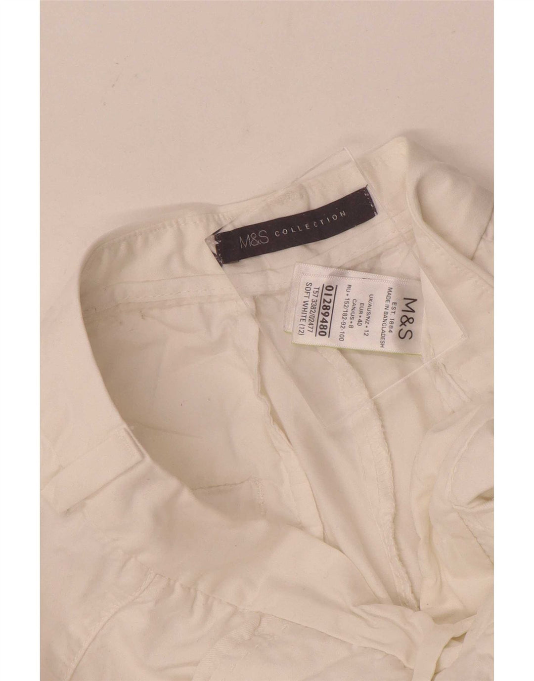 Marks & Spencer Womens Chino Shorts UK 12 Medium W30 Off White Cotton