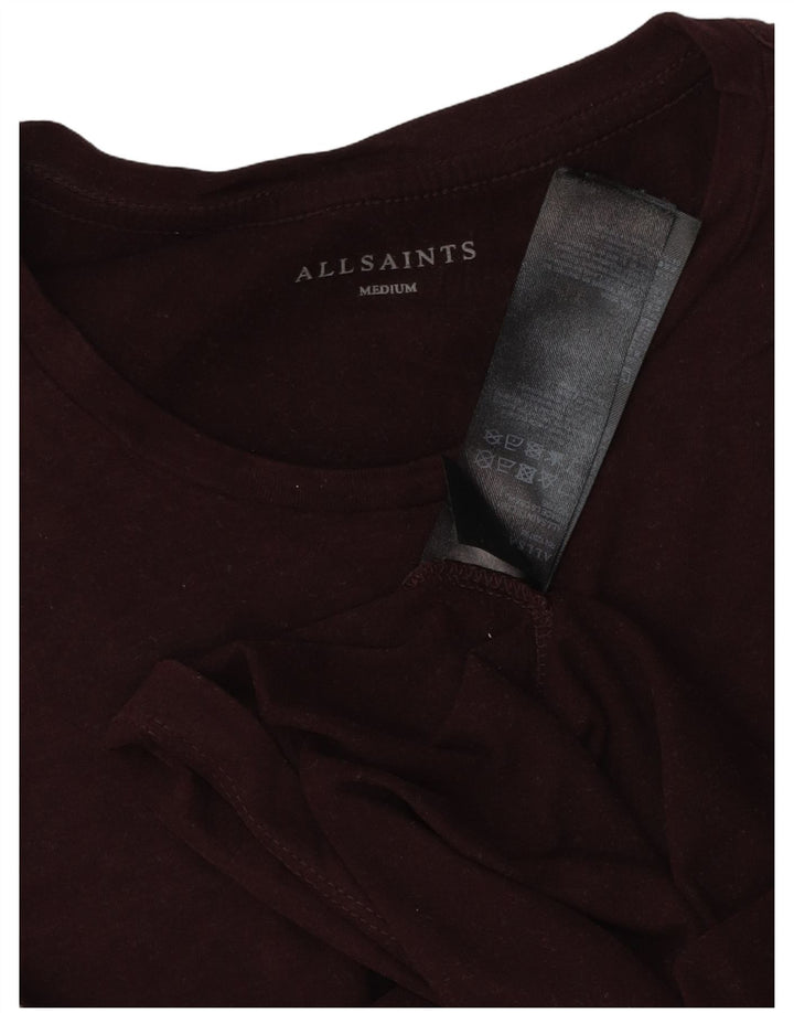 All Saints Mens Top Long Sleeve Medium Burgundy Cotton