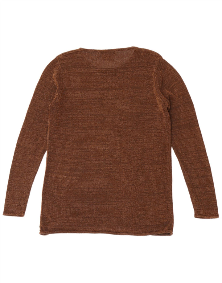 Zara Womens Knit Top Long Sleeve UK 12 Medium Brown Flecked Rayon