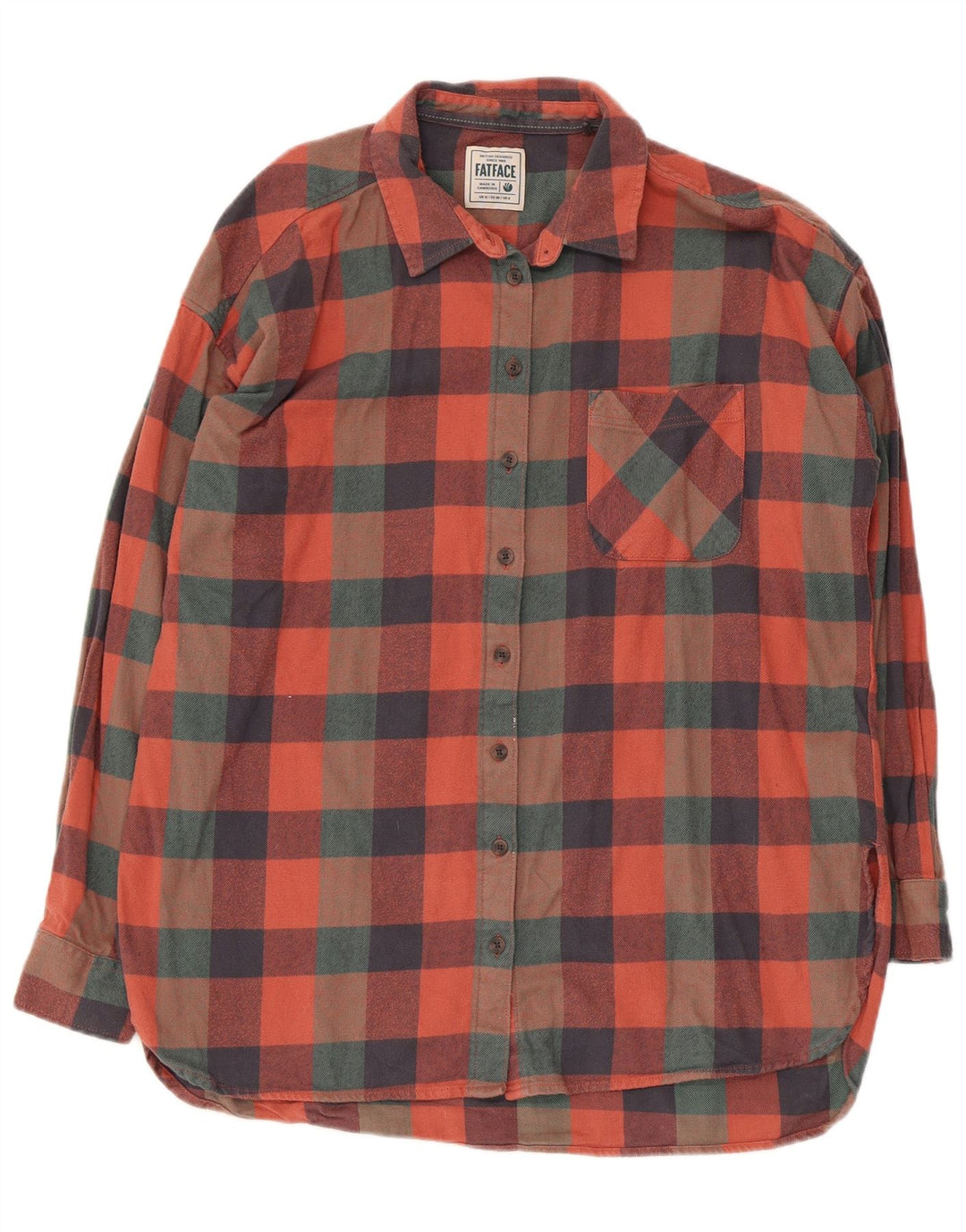 Fat Face Womens Flannel Shirt UK 12 Medium Multicoloured Gingham Cotton