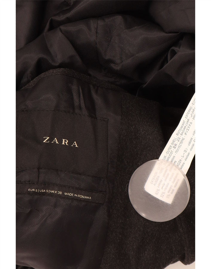 Zara Mens Overcoat UK 36 Small Grey Polyester