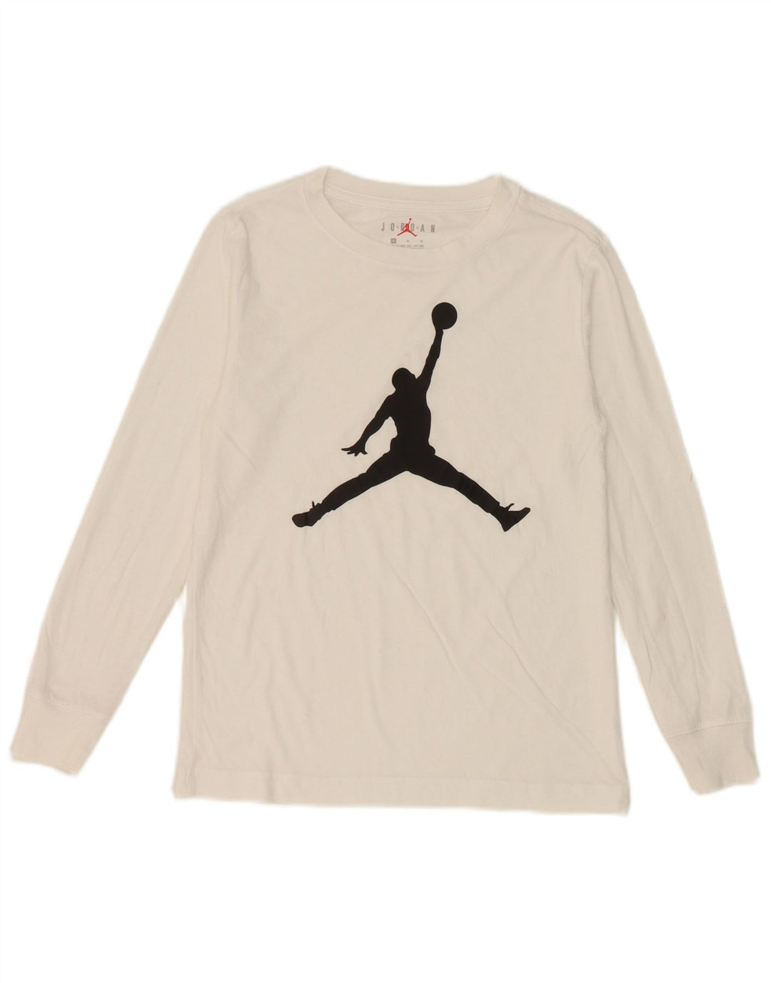 Jordan Boys Graphic Top Long Sleeve 10-11 Years Medium White Cotton