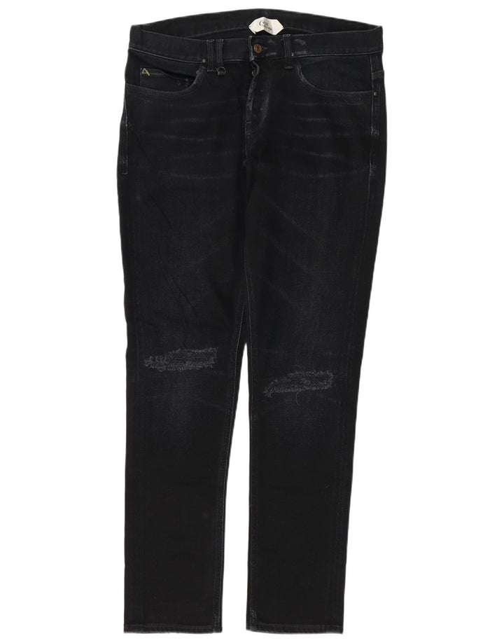Cycle Mens Distressed Slim Jeans W34 L32 Black Cotton