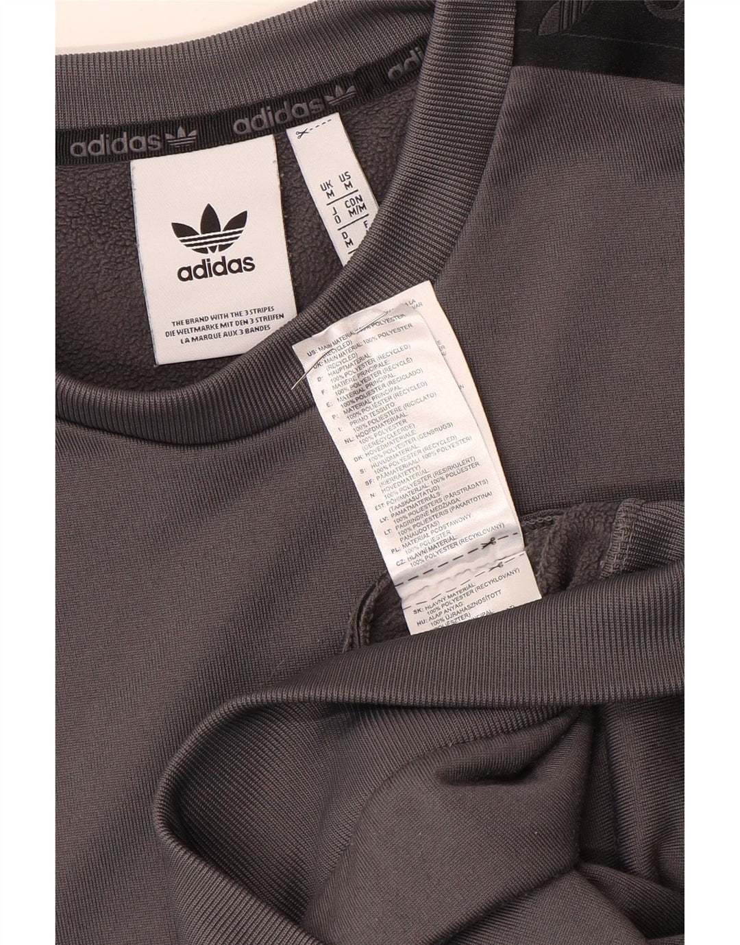 Adidas Graphic Sweatshirt Jumper Medium Grey Colourblock Polyester