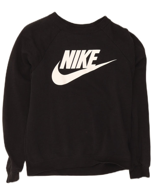 Nike Womens Graphic Oversized Sweatshirt Jumper UK 6 XS Black Cotton