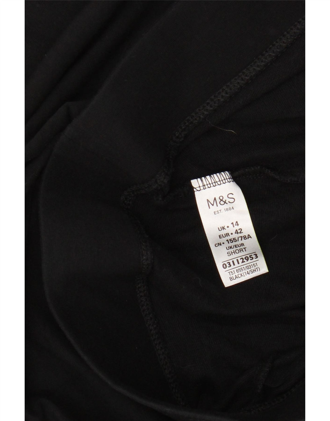 MARKS & SPENCER Leggings Femme UK 14 Grand Noir Coton