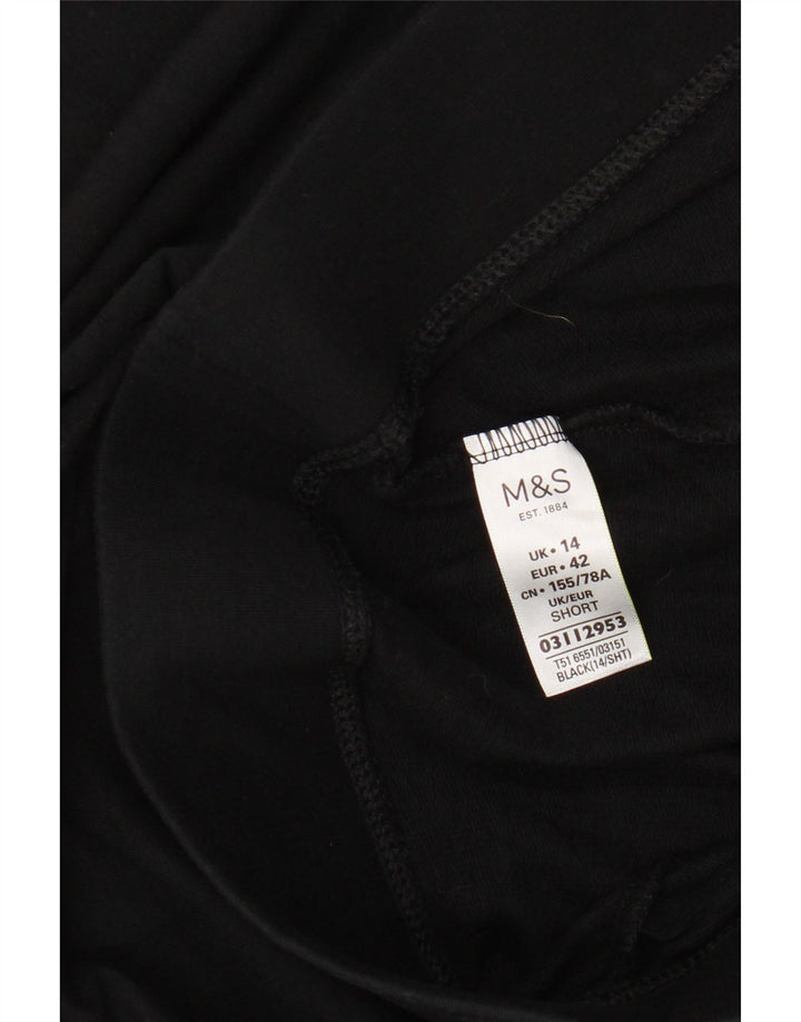 MARKS & SPENCER Leggings Femme UK 14 Grand Noir Coton