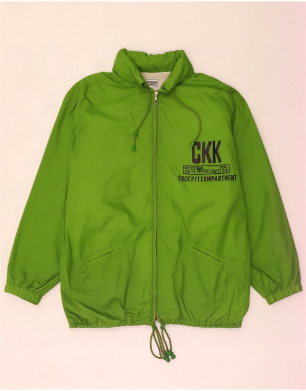 Vintage muška kišna jakna s kapuljačom UK 40 Large Green Nylon