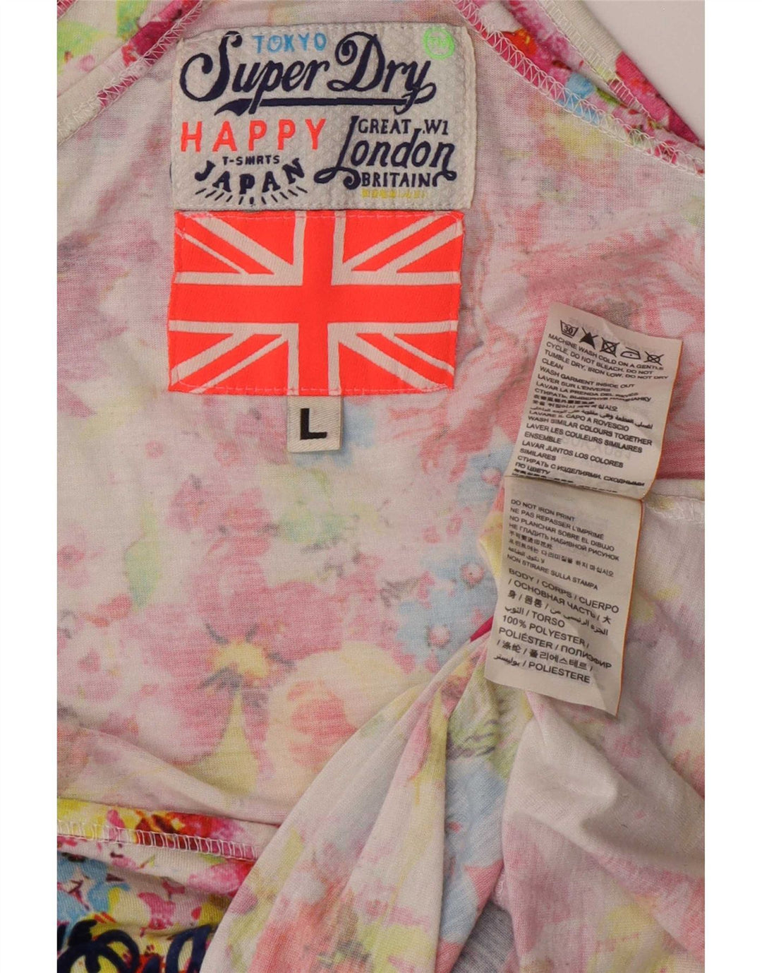 Canotta grafica da donna Superdry UK 16 Grande poliestere floreale multicolore