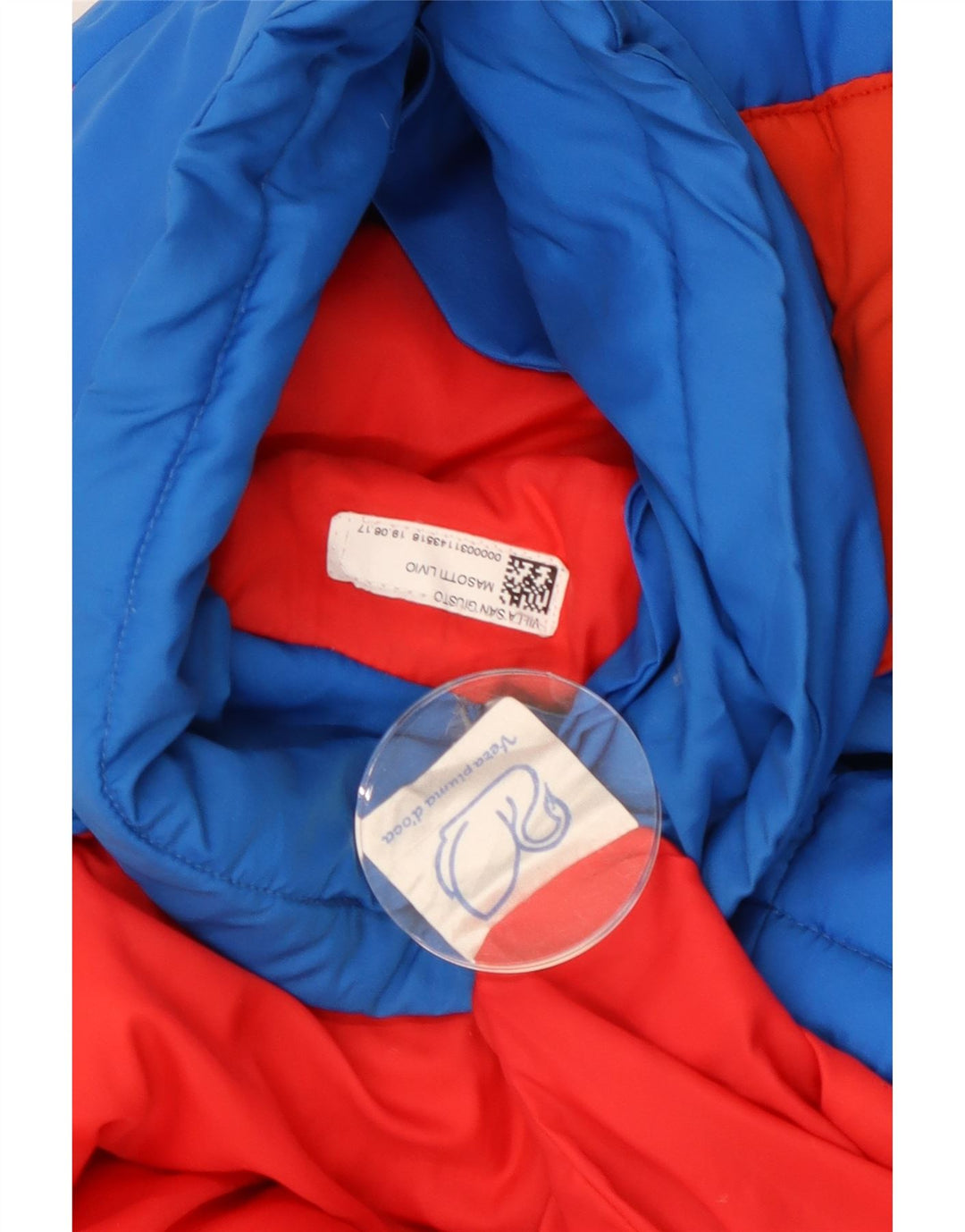 Vintage Mens Hooded Padded Jacket UK 40 Large Blue Colourblock Polyamide
