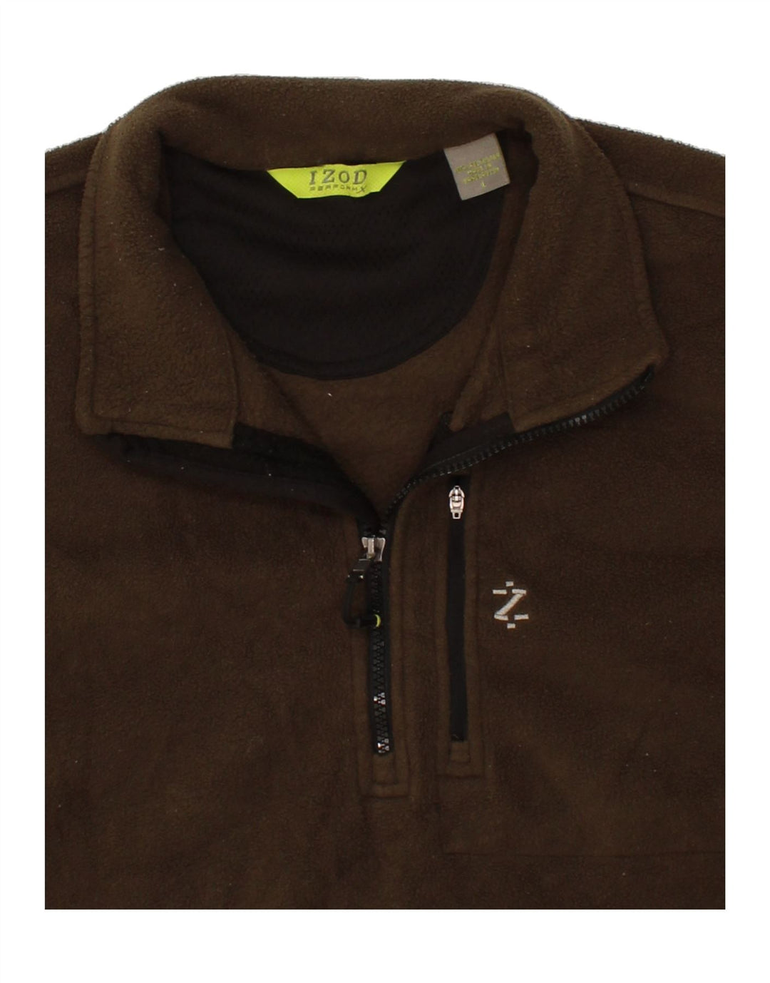 IZOD Mens Zip Neck Fleece Jumper Large Khaki Polyester Vintage Izod and Second-Hand Izod from Messina Hembry 