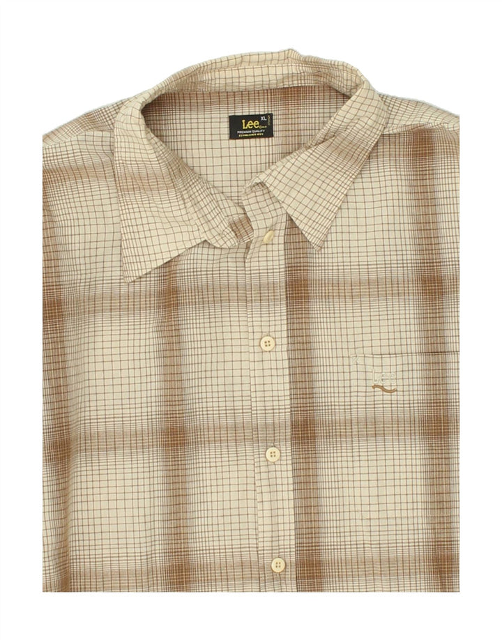 LEE Mens Shirt XL Beige Check Cotton Vintage Lee and Second-Hand Lee from Messina Hembry 