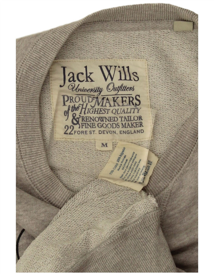 Jack Wills Mens Graphic Sweatshirt Jumper Medium Grey Flecked Cotton