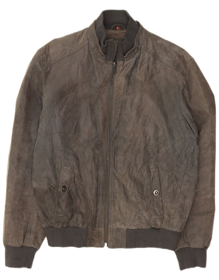 CONBIPEL Mens Bomber Leather Jacket UK 40 Large Brown Leather