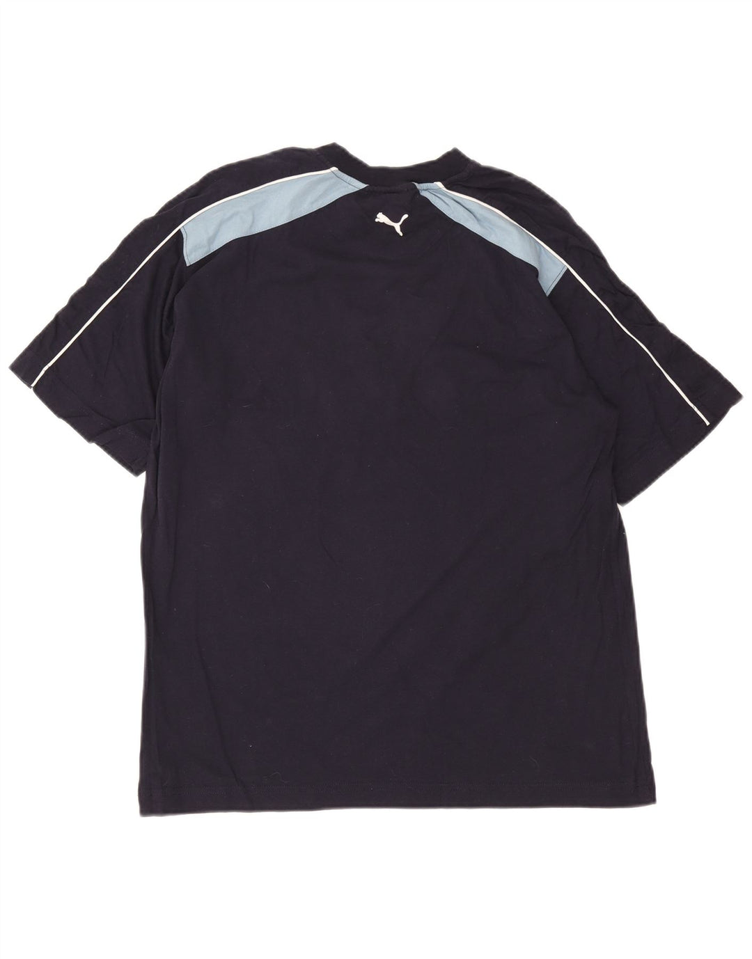 Puma Mens Graphic T-Shirt Top Medium Navy Blue Colourblock Cotton
