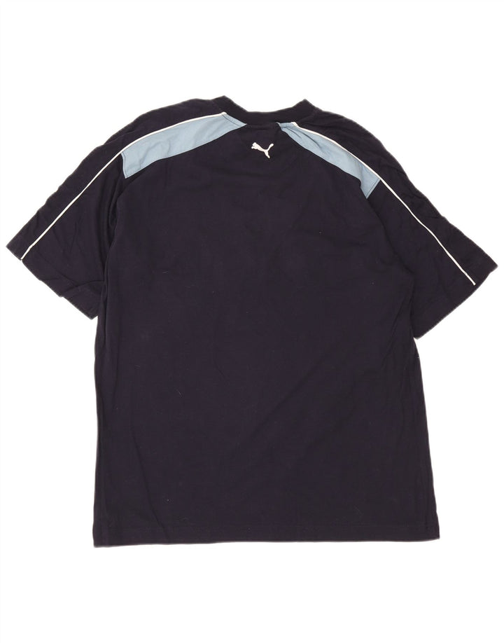 Puma Mens Graphic T-Shirt Top Medium Navy Blue Colourblock Cotton