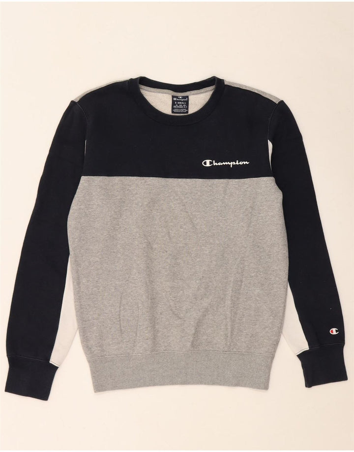 Champion Herren-Sweatshirt-Pullover XS Mehrfarbige Colourblock-Baumwolle