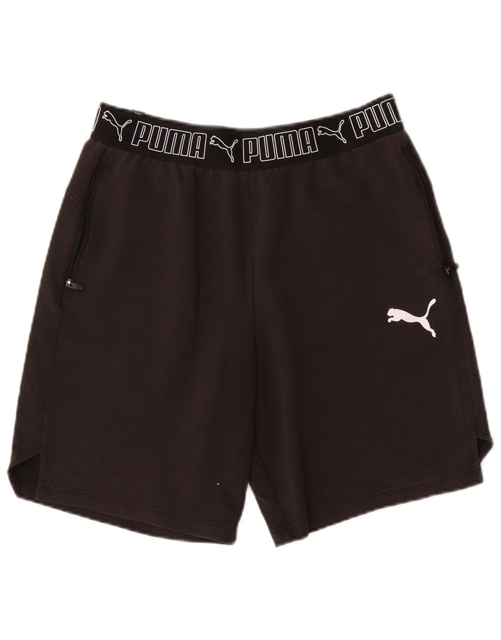 Puma Mens Graphic Sport Shorts Medium  Black Cotton