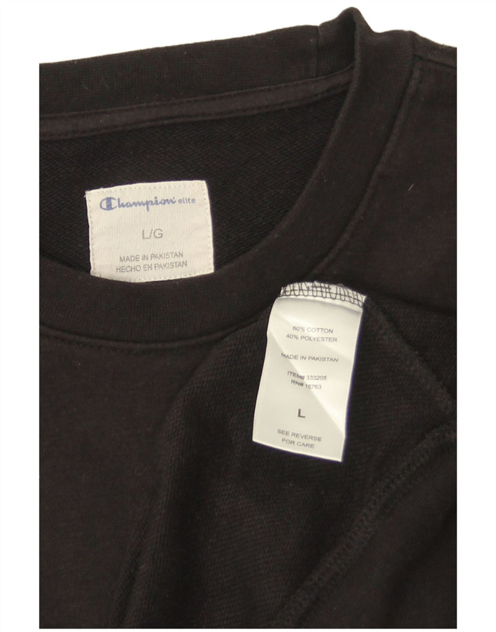 Champion Mens Graphic Sweatshirt Jumper Large Black Cotton